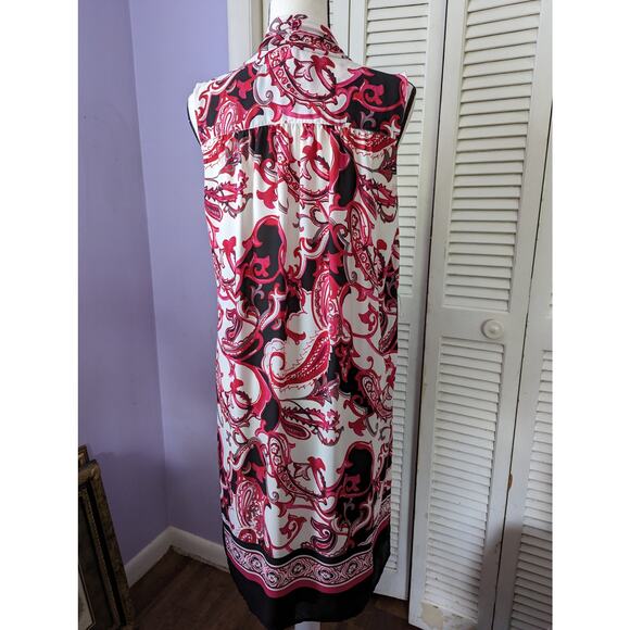 Joseph Ribkoff Scarf Print Paisley Dress Size 10 Fuschia White Black Belted - Picture 4 of 12